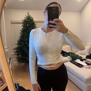 Abercrombie & Fitch Cream Long Sleeve Top with strings